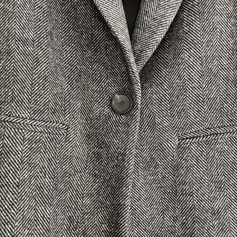 Zara Women Gray Masculine Herringbone Coat XS - Picture 4 of 14